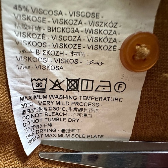 OVS Flax Viscose Caramel Brown Womens Top Size 12-14 Lagenlook Breathable Comfy - Picture 10 of 10